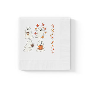 Fall Ghosts White Coined Napkins