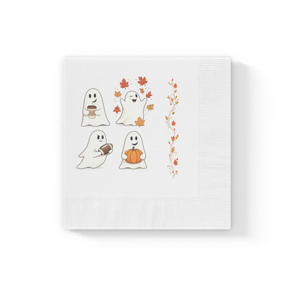 Fall Ghosts White Coined Napkins